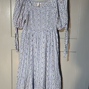 Blue and White Midi Dress